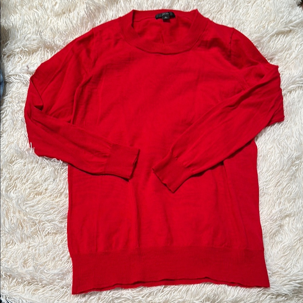 J. Crew Red Crewneck Sweater Classic Knit